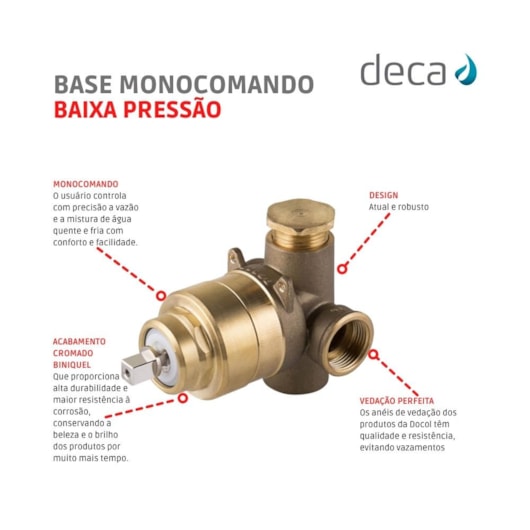 Base de Monocomando para Chuveiro Baixa e Alta Pressão Bruto Deca - Imagem principal - fa5ce329-ef63-42ed-906b-bf2f513b83da