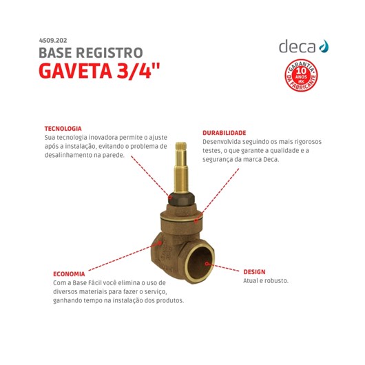 Base De Registro De Gaveta 3/4 4509 Deca - Imagem principal - be2a104a-da10-4b56-aa59-36bc926e6fe9