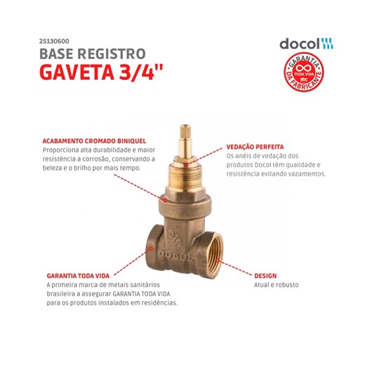 Base Para Registro De Gaveta 1509 3/4 Docol - Imagem principal - fa60df5c-4c26-4f42-b90c-5ec739979cd0