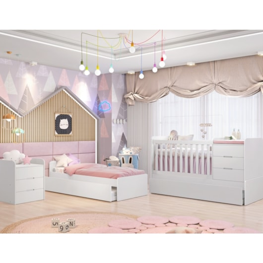 Berço Multifuncional Cléo Branco Fosco Carolina Baby - Imagem principal - 96cbae74-b25e-482e-9951-ae3cb1ea53ef