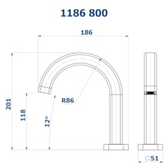 Bica de Mesa Curva Baixa para Lavatório Barbara Dundes 1186 BK800 Preto Fosco Fani