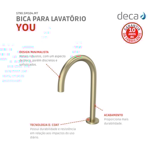 Bica Para Lavatório De Mesa Redonda P You Summer Gold Deca - Imagem principal - 0478eb35-862b-4ab0-a3cf-c1adfad8498c