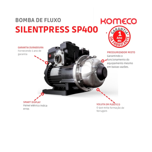 Bomba De Pressão Silent Sp400 Bivolt Komeco - Imagem principal - 1a062753-ccc6-4b85-9a21-4893e974b58b