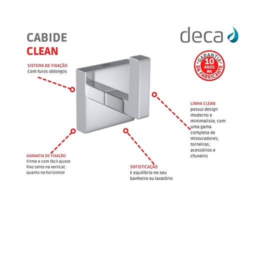 Cabide Para Banheiro Clean 2060 Cromado Deca - Imagem principal - 89d24d3f-caa4-40cd-bb27-a510046d53f1