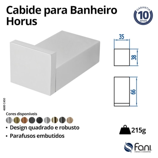 Cabide Para Banheiro Horus 450 4600 Cromado Fani - Imagem principal - 54b4f521-c8df-41e3-9eeb-91e24ef92f57