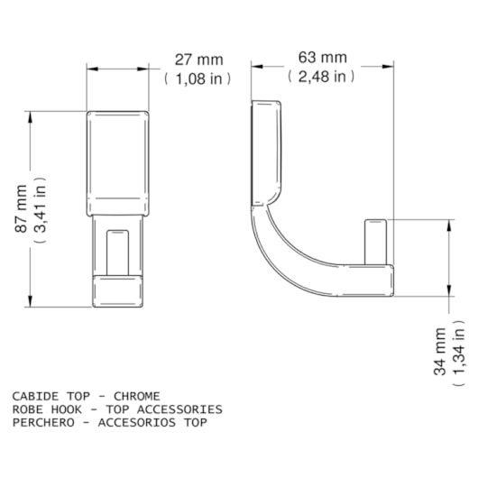 Cabide Para Banheiro Top Cromada Docol - Imagem principal - e27ad5b9-302a-4a73-b4e8-e55058b64de6