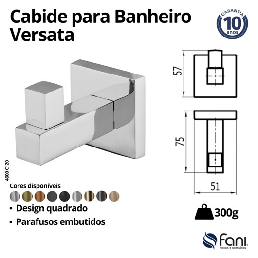 Cabide Para Banheiro Versata 120 Cromado Fani  - Imagem principal - d380ca8d-cbc1-4de0-8675-2c095f7bd1cb