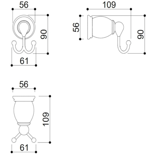 Cabideiro Duplo Rbace1110 Cromado Rubinettos - Imagem principal - e1de7852-6cab-4875-a174-e640ae6c63a7