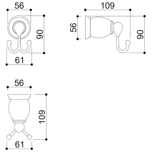 Cabideiro Duplo Rbace1110 Gold Matte Rubinettos - Imagem principal - fd55e2bd-c3f3-4e74-b125-916741743c05