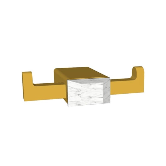 Cabideiro Duplo Rbace20211 Dourado E Howlita Branca Rubinettos - Imagem principal - 7edbe8f8-5b0e-414c-b31e-79f2f7f0f9d6