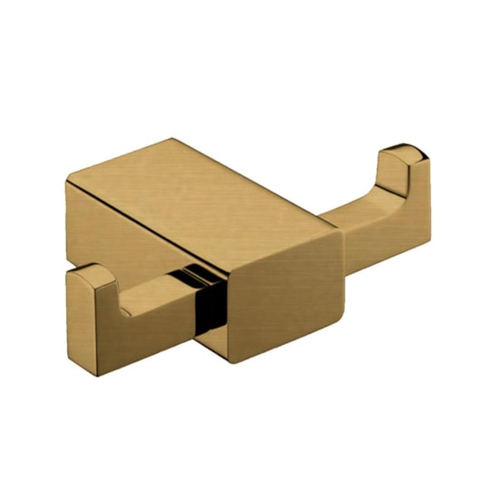 Cabideiro Duplo Rbace20231 Dourado Escovado Com Cristal Quadrado Rubinettos - Imagem principal - 5536dc3c-187b-43c5-8c34-e0c7cb3165a8
