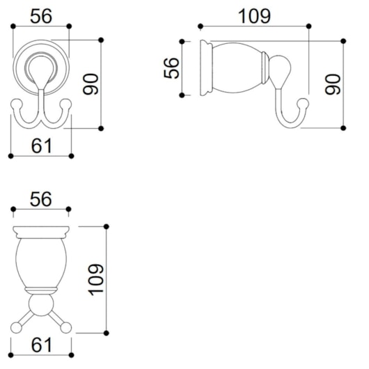 Cabideiro Duplo Rbace8810 Rose Gold Rubinettos - Imagem principal - a356c3b7-18a8-4f0a-ba01-11cbd80dc001