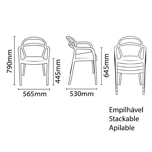 Cadeira com Braços em Polipropileno e Fibra de Vidro Sissi 92045/040 Vermelho Tramontina - Imagem principal - 82ebb7e8-38ff-43a0-8ab7-2f866fa7fbb7