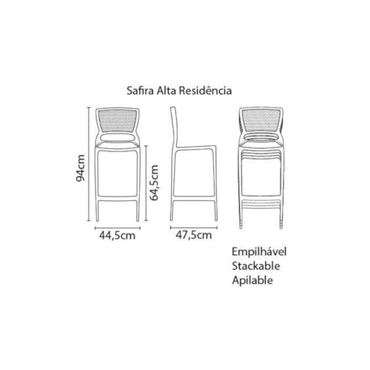 Cadeira Safira Summa Alta Residência Polipropileno E Fibra De Vidro Grafite Tramontina - Imagem principal - 39fb7f8f-2345-4c6b-bd14-9b1198fa20a4