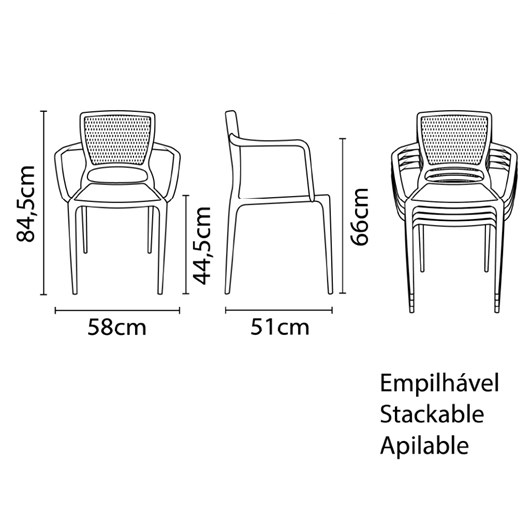 Cadeira Safira Summa Polipropileno E Fibra De Vidro Camurça Com Braços Tramontina - Imagem principal - 5b30174d-b93e-4e55-a2ae-fd4446faea8a