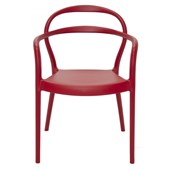 Cadeira Sissi Summa com Encosto Vazado e Braços em Polipropileno e Fibra de Vidro Vermelho Tramontina