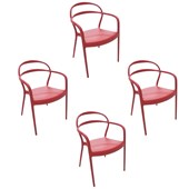Cadeira Sissi Summa com Encosto Vazado e Braços em Polipropileno e Fibra de Vidro Vermelho Tramontina