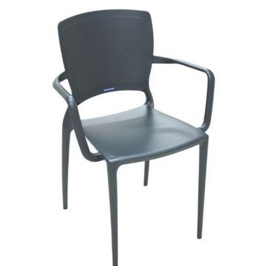 Cadeira Sofia Summa Com Encosto Fechado E Braços Em Polipropileno E Fibra De Vidro Grafite Tramontina - Imagem principal - 907eec66-9df1-4303-8477-999bfd5750fb