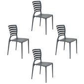 Cadeira Sofia Summa com Encosto Horizontal em Polipropileno e Fibra de Vidro Grafite Tramontina