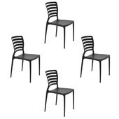 Cadeira Sofia Summa com Encosto Horizontal em Polipropileno e Fibra de Vidro Preto Tramontina
