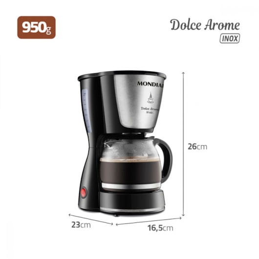 Cafeteira Elétrica C3018 Dolce Arome Preto E Inox Mondial 127V 550W - Imagem principal - 70cd8d38-73f9-4a87-a07d-0594fd4f5acf