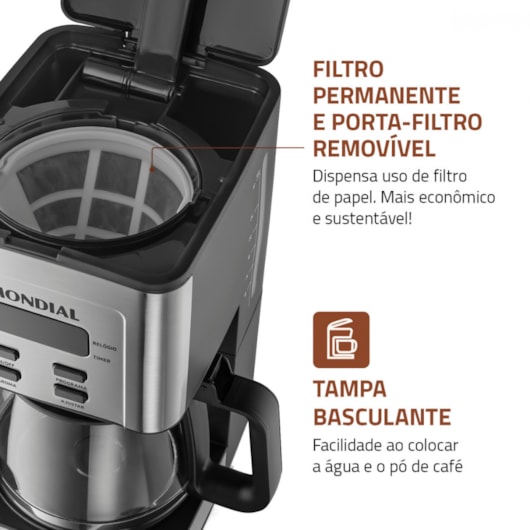 Cafeteira Elétrica C4 Digital Dolce Aroma Preto E Inox Mondial 127V 800W - Imagem principal - d633f785-df62-42a9-9822-e33081e6f1fd