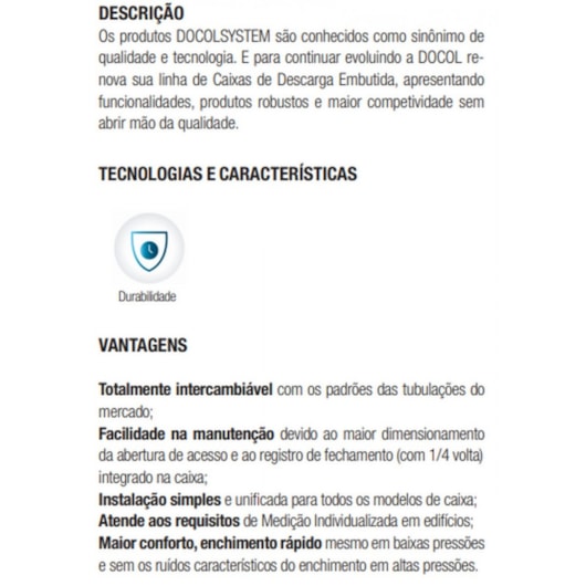 Caixa De Descarga Embutida Para Alvenaria E Drywall Bacia Convencional Docol - Imagem principal - bce5da74-7f42-4b16-9a82-8d75e38fc220