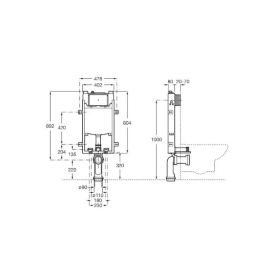 Caixa Embutida 80mm Para Vaso Sanitário Suspenso Alvenaria Roca - Imagem principal - f6b9e425-73f9-4aa8-afe4-8b7cadaf7efb