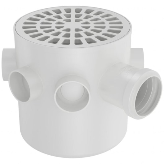 Caixa Sifonada Redonda Branca Fortlev 15x15x5cm - Imagem principal - f479242c-bd9c-4bf0-90d5-8fc06aea5e1b