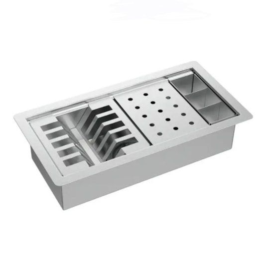 Calha Organizadora Para Cozinha Em Inox Com Sistema De Escoamento  Deca 40cm - Imagem principal - 0308a7aa-ab04-4b19-a9c6-1ae1e0787fde