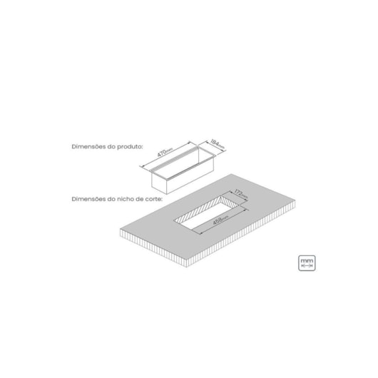 Calha Úmida Em Aço Inox De Sobrepor 45x18cm - Imagem principal - 1f9ef4e2-d3bc-4d96-bcbb-dc4386a449e8