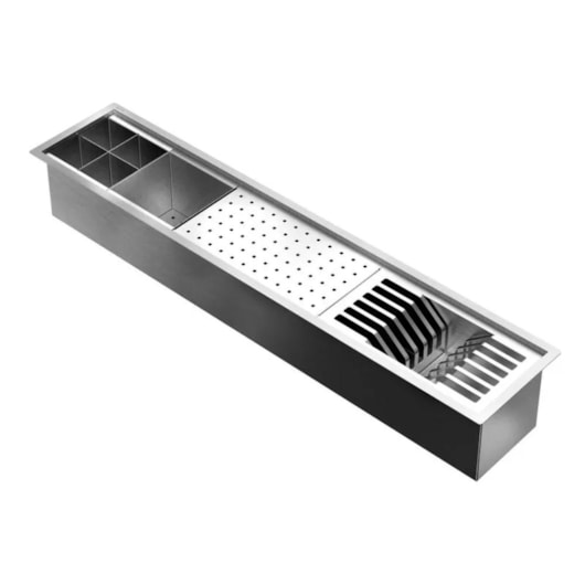 Canal Equipado Com 4 Acessorios DocolFit Aço Escovado Docol 90x15x14,5cm - Imagem principal - 14a98a4e-cb09-404c-9e64-91eacd4ed105