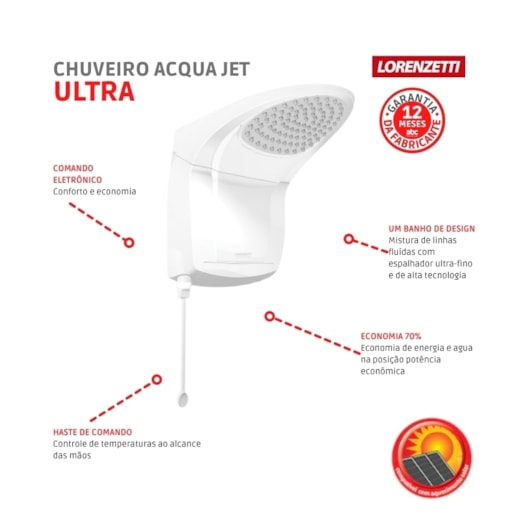 Chuveiro Acqua Jet Ultra 125v 5500w Branco Lorenzetti - Imagem principal - ebb5f3e8-e8db-42a6-864f-f5d9a249bbba
