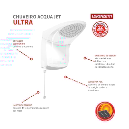 Chuveiro Acqua Jet Ultra 220v 6800w Branco Lorenzetti - Imagem principal - 47585e01-77c6-4452-8a94-abfd7d60e309