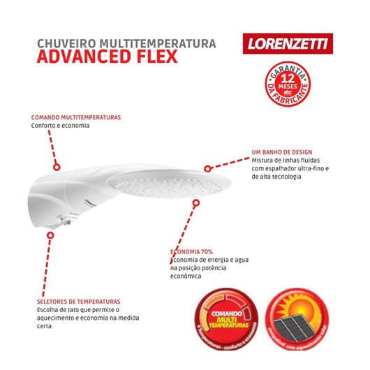 Chuveiro Advanced Flex 127v 5500w Lorenzetti - Imagem principal - df252298-e678-4cff-b494-9ecc4a941b98