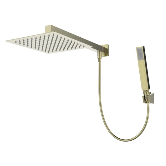 Chuveiro Aerial Quadrado Com Desviador E Ducha De Punho Ouro Escovado Lexxa - Imagem principal - 69724b30-e97f-4ba1-a297-c007b3bb94e7