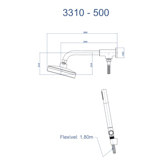 Chuveiro Articulado Com Desviador Metal 500 3310 1/2 Champanhe Fani - Imagem principal - 3af2b434-b8d1-446b-b549-e924f27454aa