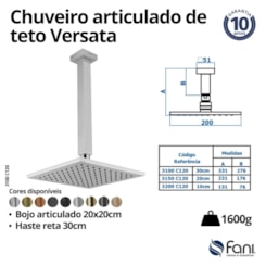 Chuveiro Articulado De Teto Versata 120 Cromado Fani 10cm