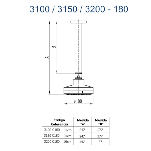 Chuveiro Articulado Jade 180  De Teto  Abs 20cm 3150 1/2 Cromado Fani - Imagem principal - c3dafd42-8924-4b50-908b-83a14ff59450