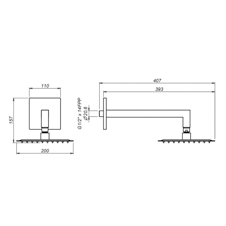 Chuveiro De Parede Cano Cubit C65 Cromado Meber 30cm