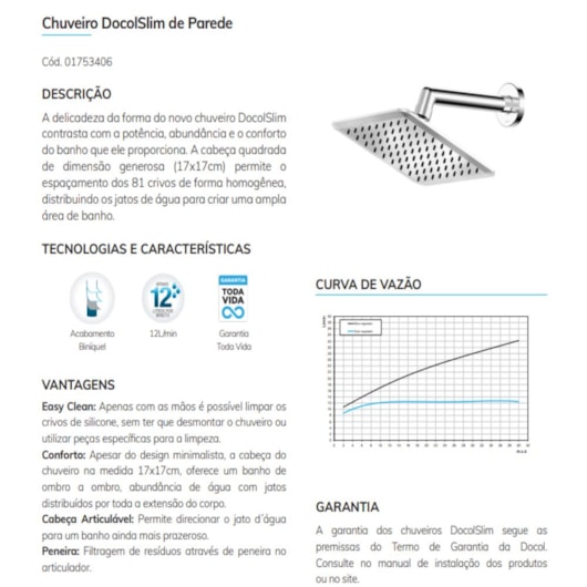 Chuveiro De Parede Docolslim Cromado Docol 17x17cm - Imagem principal - bc9b7fa2-25ae-4322-b93e-106d1f04e8af
