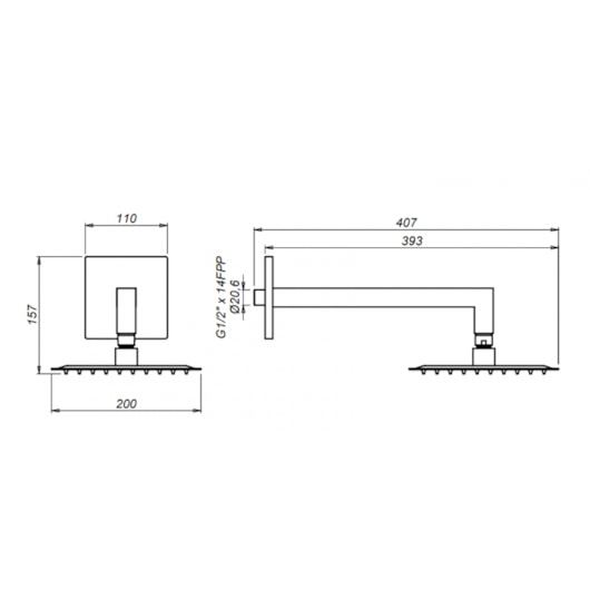 Chuveiro De Parede Preto Matte Cano 30cm Cubit C65 Meber - Imagem principal - e2d8abc0-b7dd-4ade-8854-3e47a9af8730