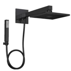 Chuveiro De Parede Quadratta Acqua Plus Quadrado Com Ducha Manual E Desviador Black Matte Deca
