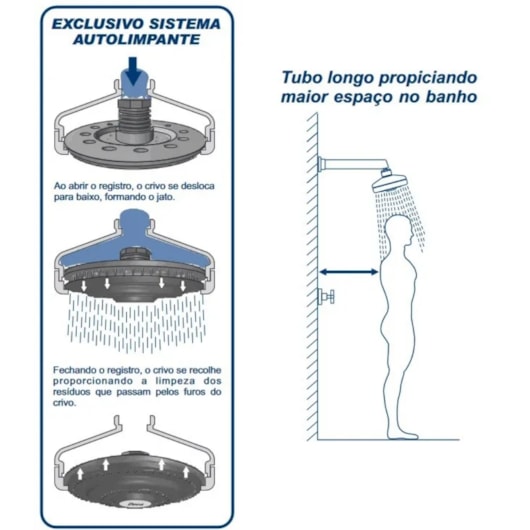 Chuveiro De Parede Redondo Acqua Plus Com Tubo 1990 Cromado Deca - Imagem principal - ba0cf9fb-f843-4d50-b4b3-8972fa324a09