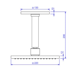 Chuveiro De Teto Retangular Com Tubo Flex Max Black Matte