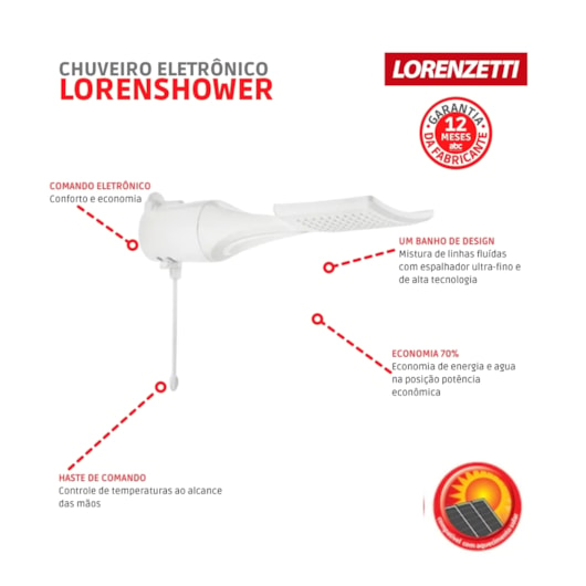 Chuveiro Ducha Loren Shower Ultra Eletrônico Branco Lorenzetti 220v 7500w - Imagem principal - 1e1b1948-30d9-456d-8e11-db0cc0cbf0fc