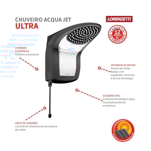 Chuveiro Eletrônico Acqua Jet Ultra 127v 5500w Preto/cromada Lorenzetti - Imagem principal - 45f4c496-400c-4050-97f7-7d7046061c04