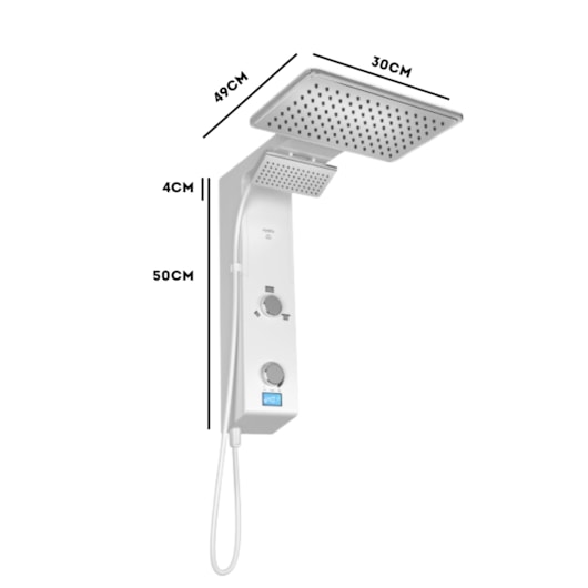 Chuveiro Eletrônico Digital Ducha de Parede Hydra Falls Power Branco E Cromo 5500W 110V - Imagem principal - 76a1e575-a605-4b77-8f9c-a9f012fb11b4