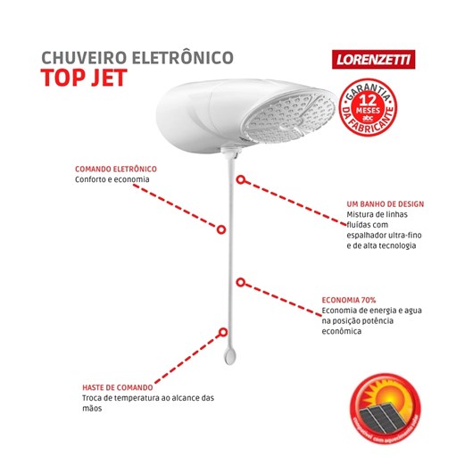 Chuveiro Eletrônico Top Jet 127v 5500w Branco Lorenzetti - Imagem principal - 78779cc6-5931-4074-91b4-a059c21eb84d