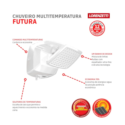 Chuveiro Futura Branco Lorenzetti 127V 5500W - Imagem principal - 3a2755b5-95ea-435f-8677-414a109891f8